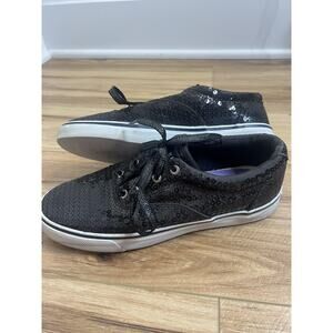 Sperry Top Sider Shoes Womens Size 7.5 Black Sequin Lace Up Sneaker Casual